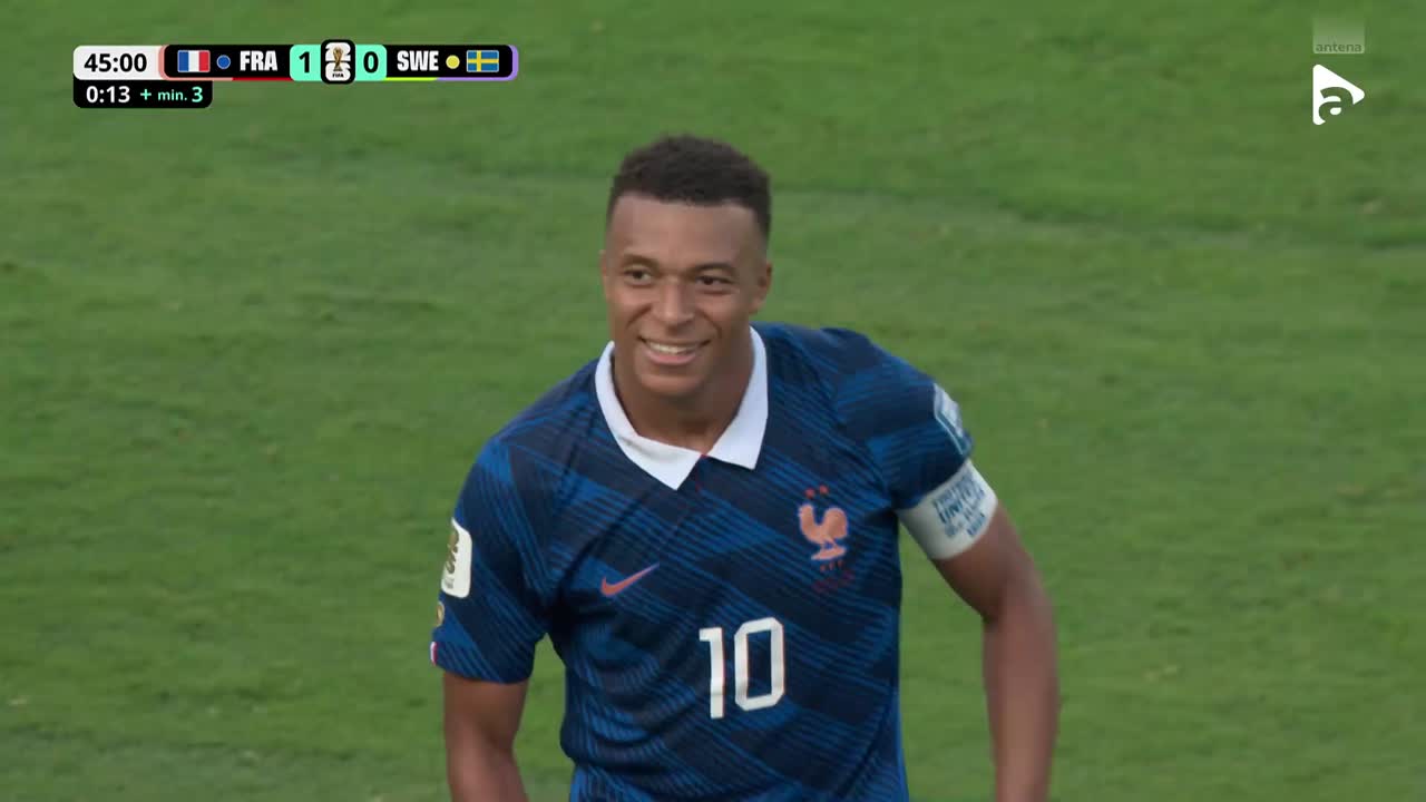 Kylian Mbappe deschide scorul cu un șut plasat | Franța - Suedia