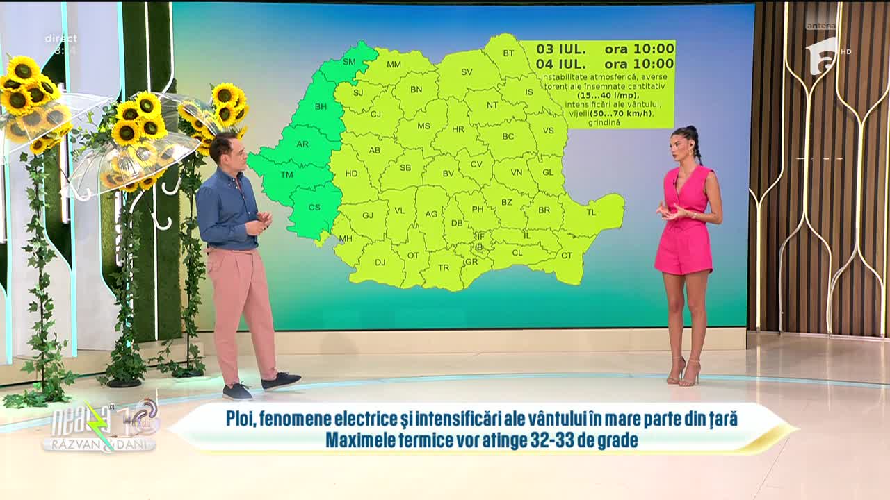 Super Neatza. Prognoza meteo cu Ramona Olaru: Ploi și intensificări ale v&acirc;ntului &icirc;n majoritatea regiunilor!