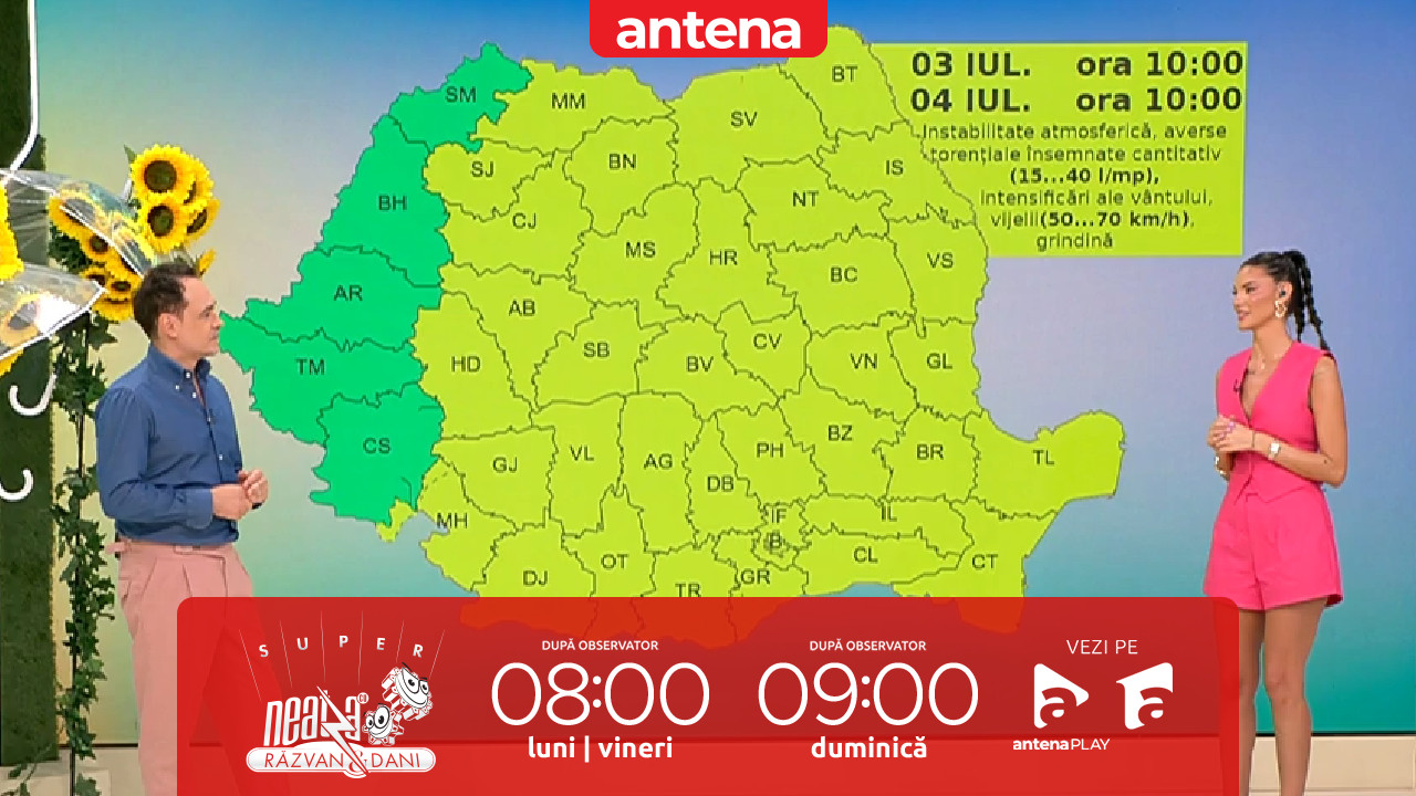 Super Neatza. Prognoza meteo cu Ramona Olaru: Ploi și intensificări ale v&acirc;ntului &icirc;n majoritatea regiunilor!