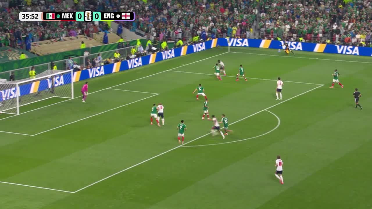 Jude Bellingham marchează cu capul după o centrare a lui Bukayo Saka (min. 36) | Mexic - Anglia