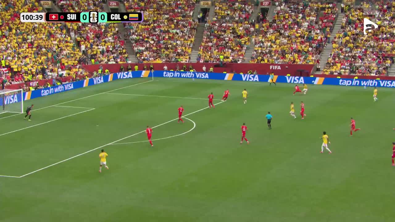 Campaz a șutat de la distanță, iar Kobel a respins în corner | Elveția - Columbia