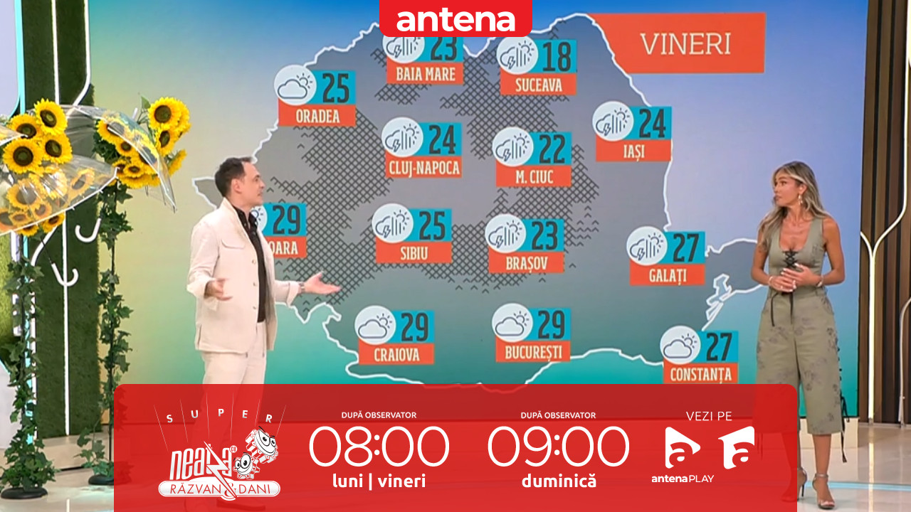 Super Neatza. Prognoza meteo cu Diana Munteanu: Ploi in nordul, centrul şi estul ţării