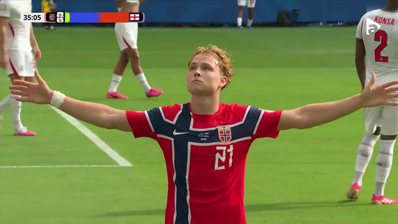 Andreas Schjelderup marchează spectaculos, iar Norvegia preia conducerea | Norvegia - Anglia