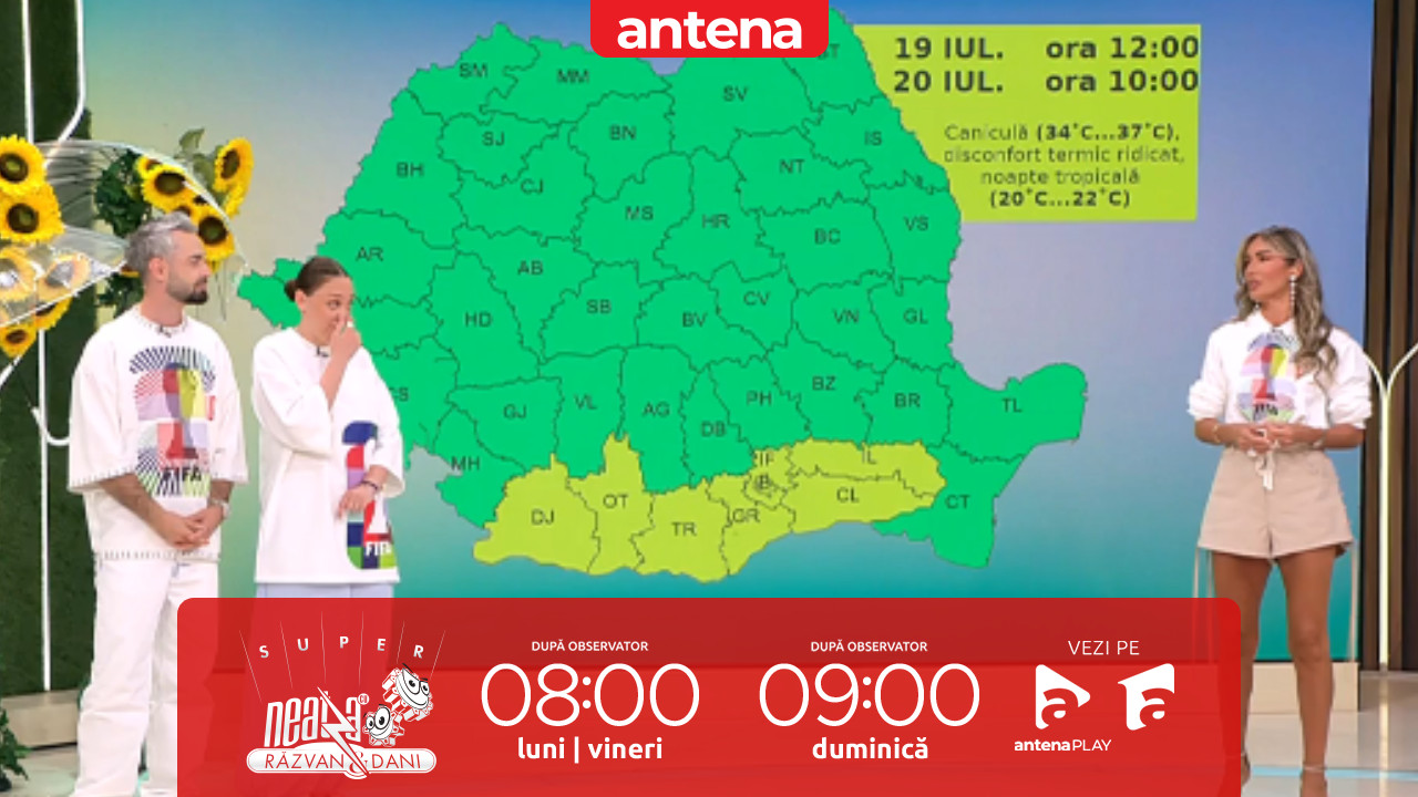 Neatza de Weekend. Prognoza meteo cu Diana Munteanu: Caniculă de p&acirc;nă la 37 de grade și averse torențiale &icirc;n majoritatea regiunilor