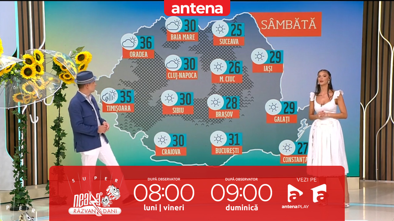 Super Neatza. Prognoza meteo cu Ramona Olaru: Vreme instabilă, cu ploi, v&acirc;nt şi căderi de grindină &icirc;n centrul şi estul țării