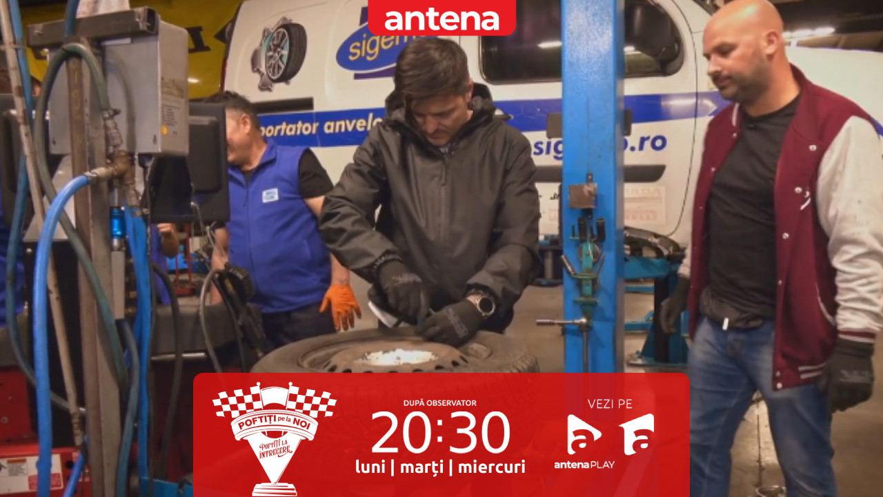 Poftiți pe la noi: Poftiți la &icirc;ntrecere, sezonul 2. Liviu V&acirc;rciu și Andrei Ștefănescu au &icirc;nvățat să schimbe anvelope la un service! Ce tratament special au primit Sonny și Rikito