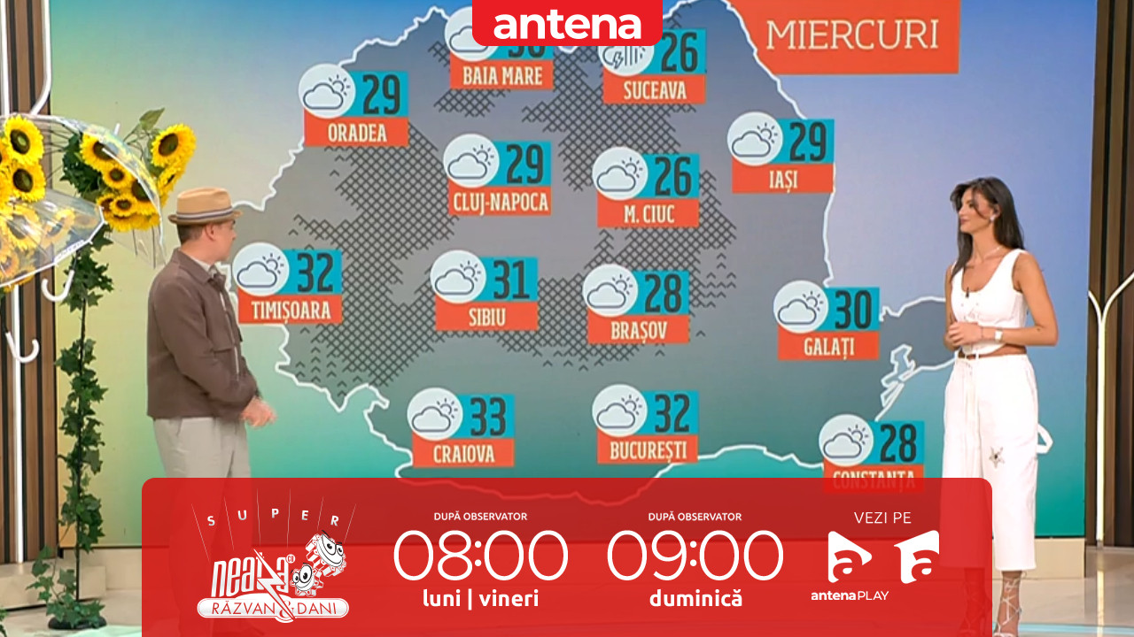 Super Neatza. Prognoza meteo cu Ramona Olaru: Maximele termice ajung p&acirc;nă la 34 de grade