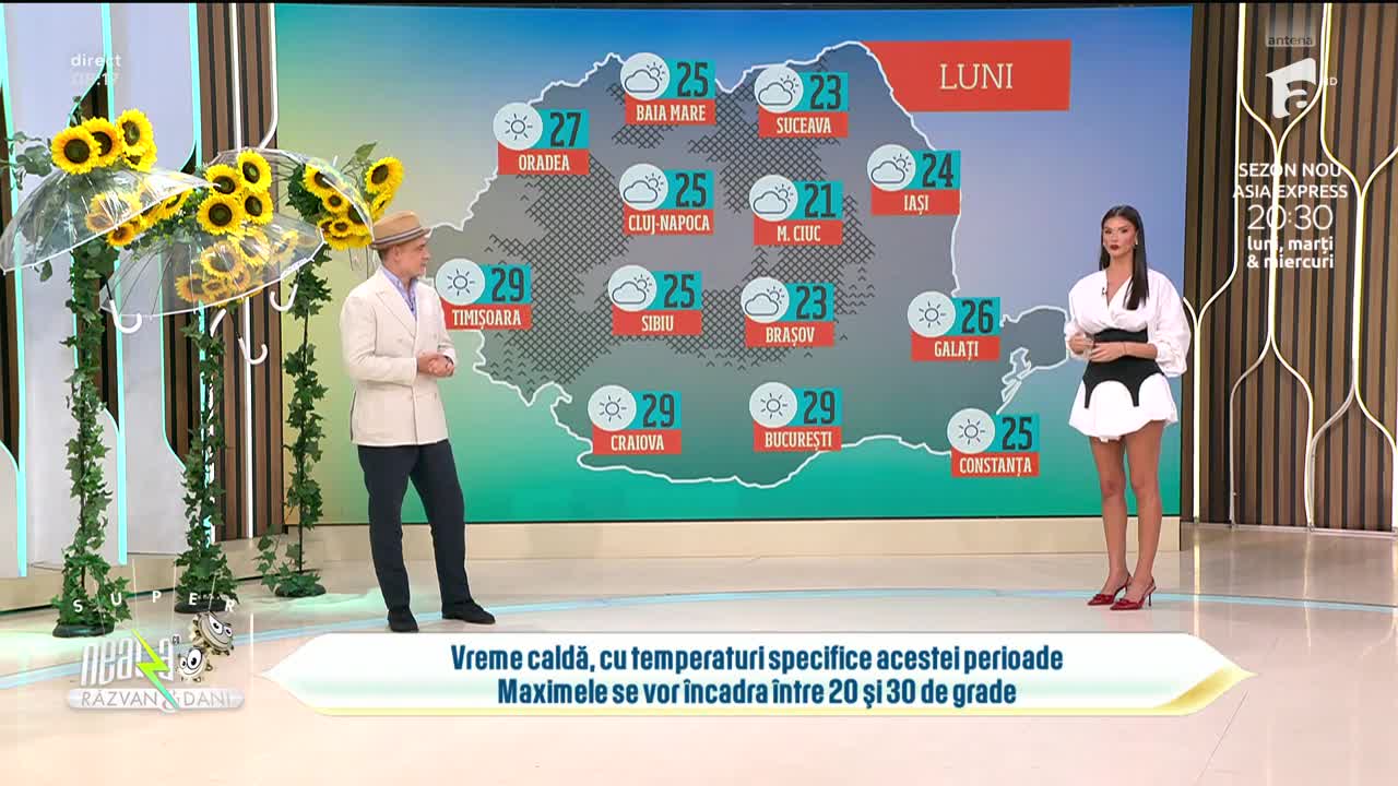 Super Neatza. Prognoza meteo cu Ramona Olaru: Vreme caldă, cu temperaturi specifice acestei perioade