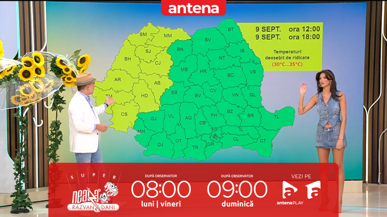 Super Neatza. Prognoza meteo cu Ramona Olaru: Vreme deosebit de caldă, cu maxime de p&acirc;nă la 35 de grade