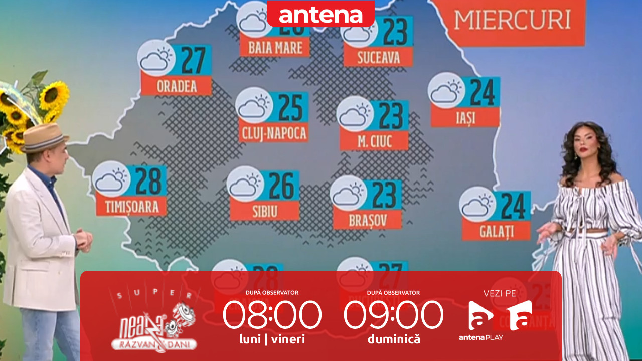 Super Neatza. Prognoza meteo cu Ramona Olaru: Maxime termice cuprinse &icirc;ntre 22 și 30 de grade