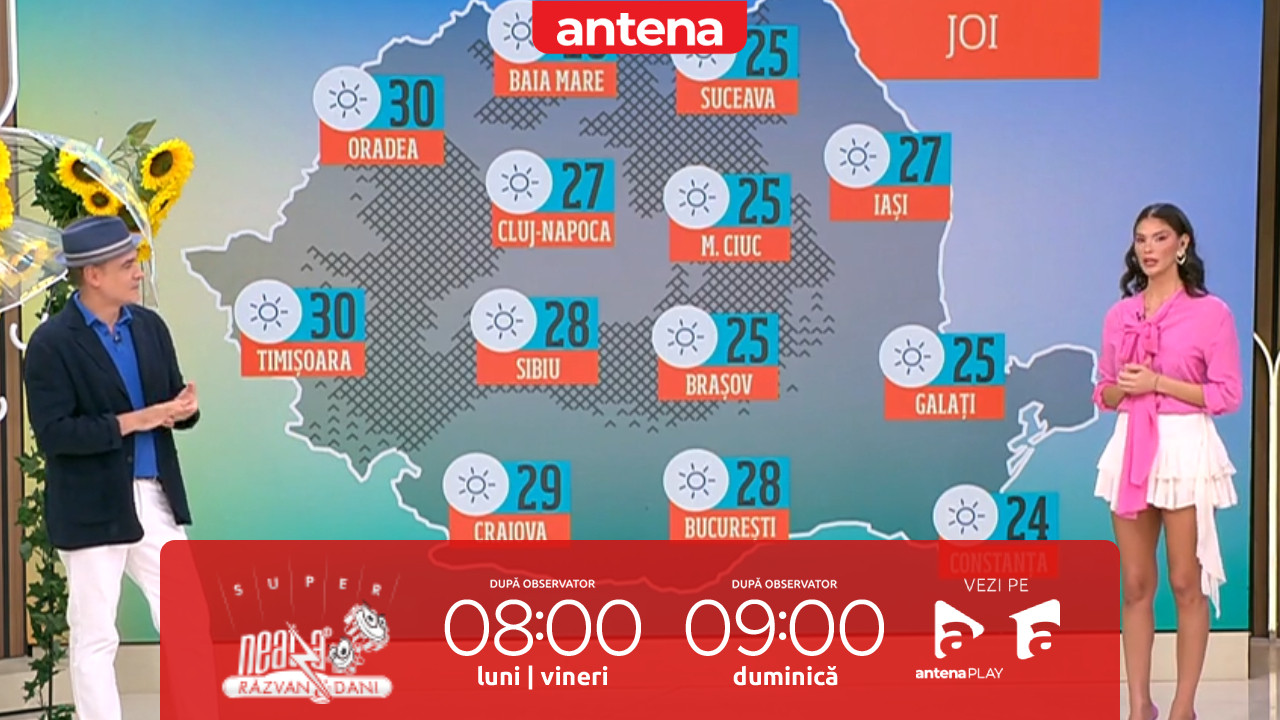 Super Neatza. Prognoza meteo cu Ramona Olaru: Cer senin, cu ușoare intensificări ale v&acirc;ntului