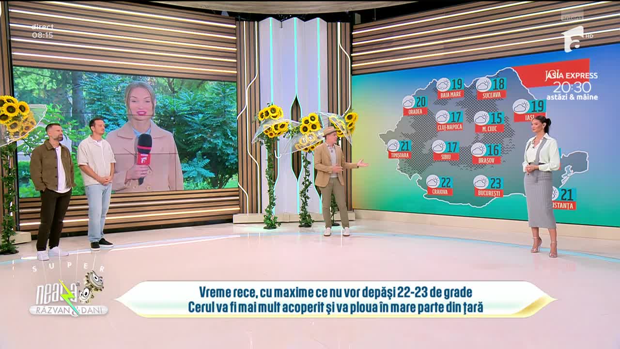 Super Neatza. Prognoza meteo cu Ramona Olaru: Maximele nu vor depăși 23 de grade