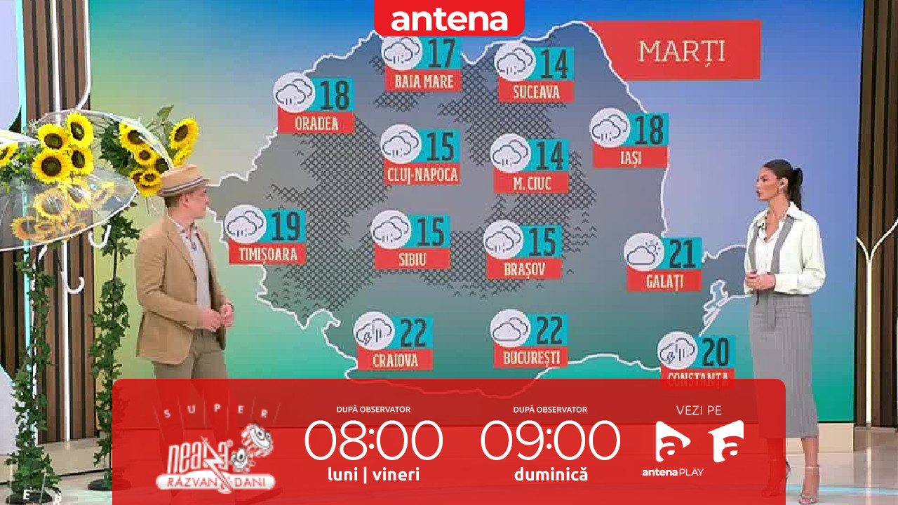 Super Neatza. Prognoza meteo cu Ramona Olaru: Maximele nu vor depăși 23 de grade