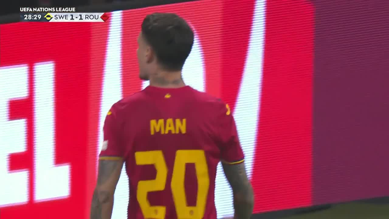 Min. 29. Gol Suedia - Rom&acirc;nia 1-1. Dennis Man