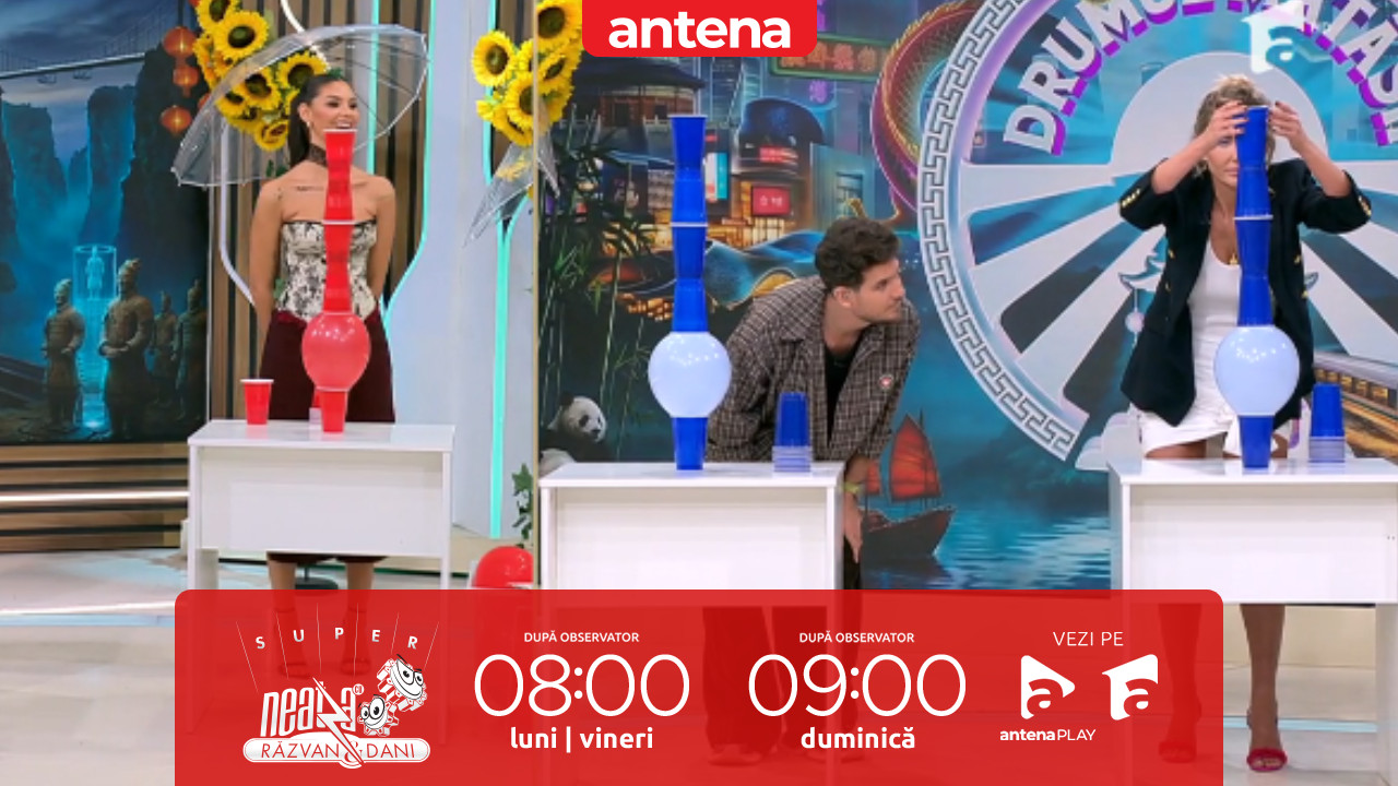 Super Neatza. O nouă probă de &icirc;ndem&acirc;nare! Cine a reușit să facă cel mai &icirc;nalt turnul de pahare pe balon