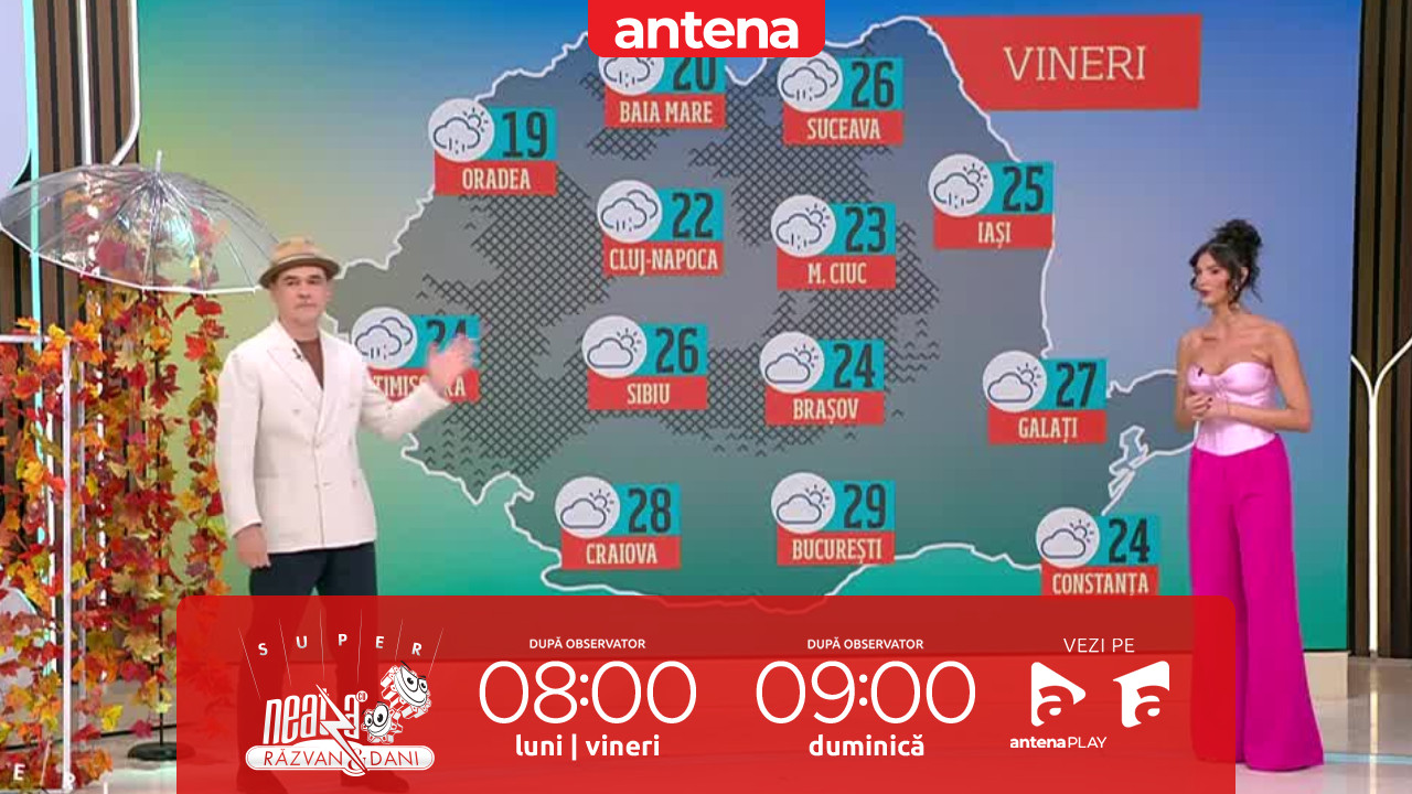 Super Neatza. Prognoza meteo cu Ramona Olaru: Maximele termice se vor &icirc;ncadra &icirc;ntre 19 şi 28 de grade