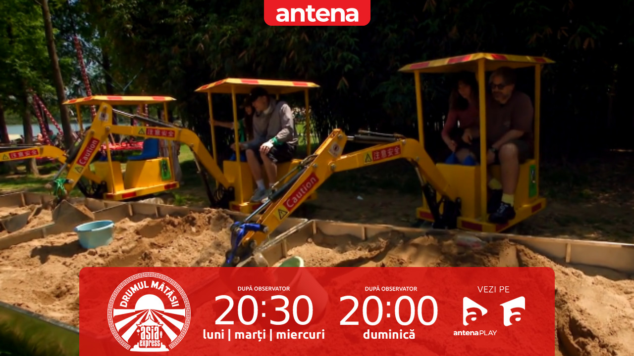 Asia Express 2026. Concurenții au căutat sticle &icirc;ngropate &icirc;n nisip cu ajutorul unui excavator