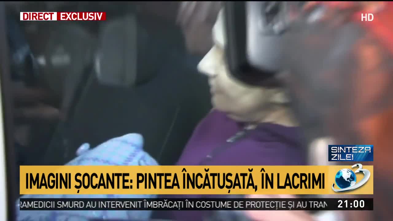 Sorina Pintea încătușată în lacrimi de către polițiștii bucureșteni. Nu a avut nicio reacție în fața reporterilor