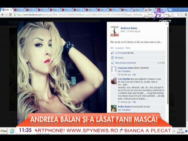 Andreea Bălan şi-a lăsat fanii mască