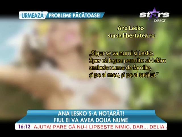 Ana Lesko va deveni, la sf&acirc;rşitul lunii viitoare, mama unui băieţel