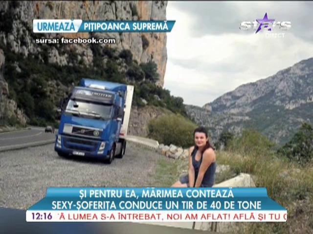 Sexy-şoferiţa conduce un TIR de 40 de tone
