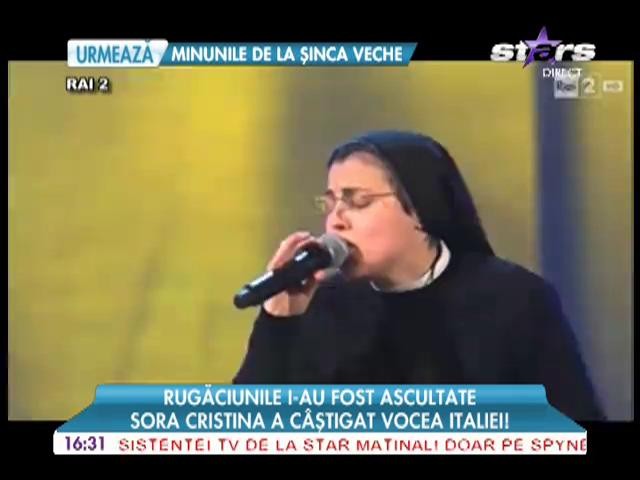 O călugăriţă a c&acirc;ştigat concursul de talente "Vocea Italiei"