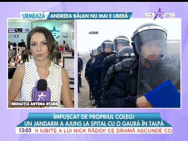 Un jandarm a fost &icirc;mpuşcat &icirc;n picior de propriul coleg