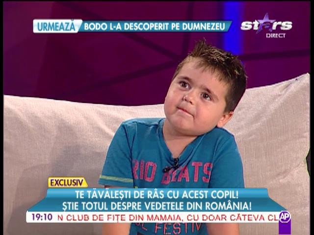 Te tăvăleşti de ras cu acest copil! Ştie tot despre vedetele din Rom&acirc;nia