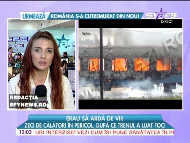 Zeci de călători &icirc;n pericol, după ce trenul a luat foc