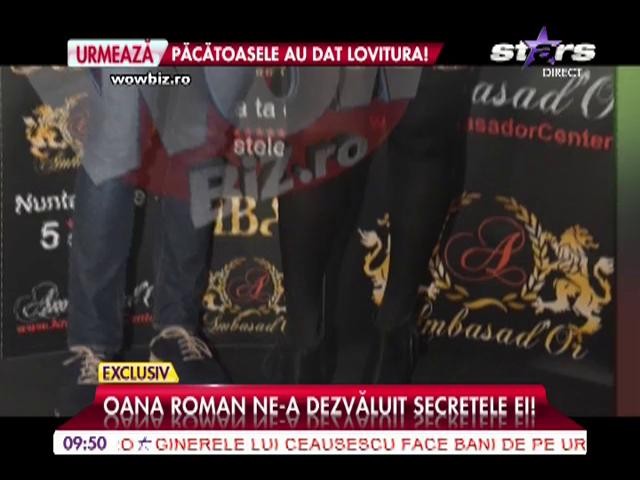 Oana Roman a dezvăluit secretele ei     "Eu am programul mult mai fix acum, mult mai organizat.(...) Măn&icirc;nc puţin şi mai des şi la ore fixe, şi nu după 7 seara, şi probabil că asta a ajutat. (...) Sport nu am voie să fac, pentru că la ultima o