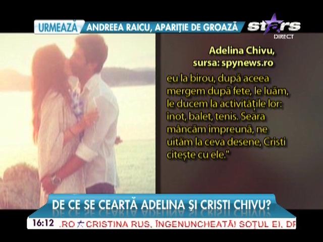 Pe ce se ceartă Adelina şi Cristi Chivu? "Stai prea departe &icirc;n pat"