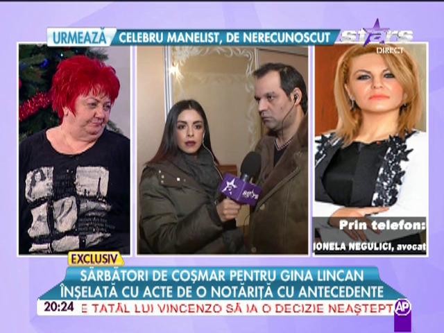 Sărbători de coșmar pentru Gina Lincan! A fost &icirc;nșelată cu acte de o notăriță cu antecedente