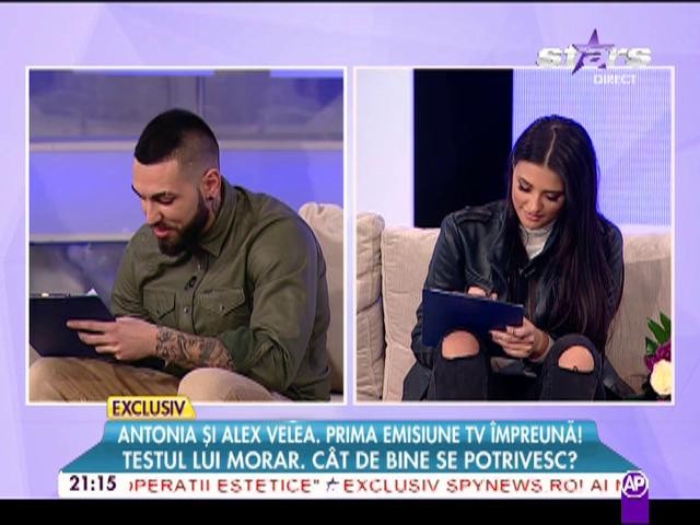 Test de potrivire, &icirc;n direct! Ce nu i-ar ierta Antonia niciodată lui Alex Velea? Răspunsul ei: "Chestii rele cu femei"