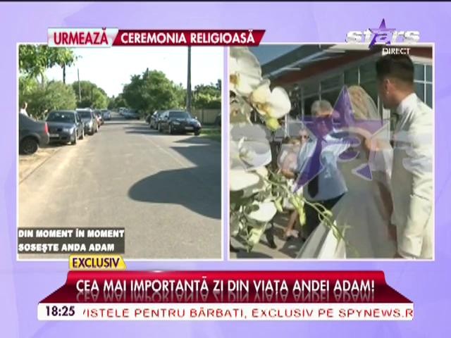 Anda Adam şi Sorin Andrei au ajuns la biserica din Snagov! &Icirc;n scurt timp, va &icirc;ncepe cununia religioasă