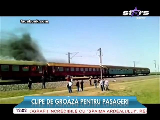 Panică pe calea ferată! Un tren a ars ca o torţă pe ruta București-Constanța