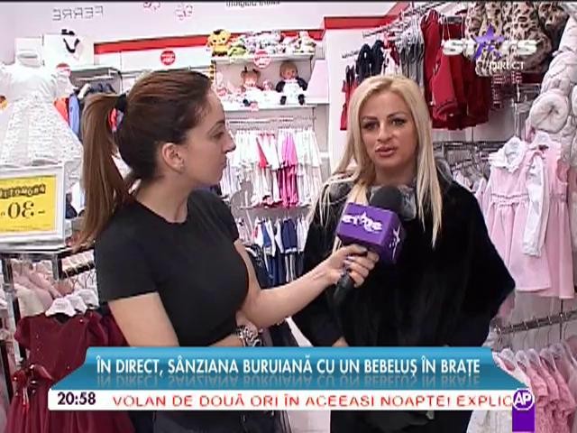 S&acirc;nziana Buruiană a făcut primele cumpărături pentru bebeluş! A &icirc;nvăţat să facă şi băiţă unui copil, &icirc;n direct 2