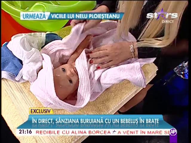 S&acirc;nziana Buruiană a făcut primele cumpărături pentru bebeluş! A &icirc;nvăţat să facă şi băiţă unui copil, &icirc;n direct