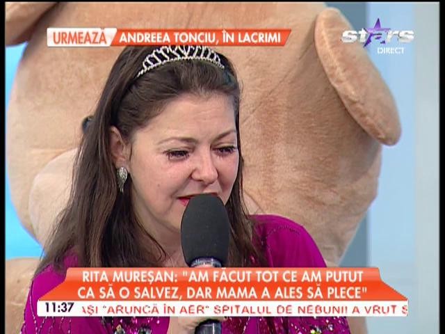 Rita Mureşan, emoţionată p&acirc;nă la lacrimi &icirc;n direct: "Mă bucur că mămica mea nu a plecat chiar de ziua mea!"