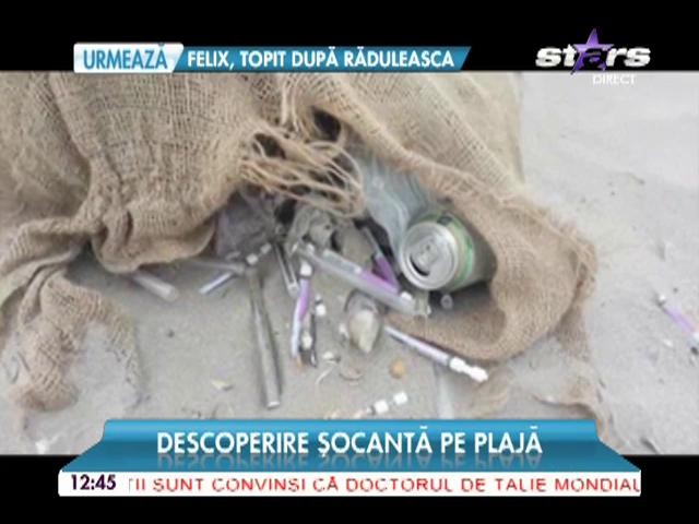 Descoperire şocantă pe plaja! A fost găsit un sac abandonat plin cu seringi şi morfină