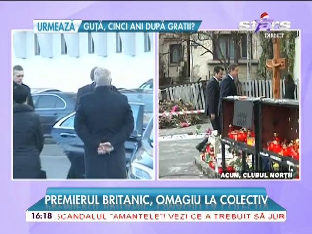 Imagini emoţionante cu premierul Marii Britanii, &icirc;n faţa clubului Colectiv! David Cameron a &icirc;ngenuncheat &icirc;n faţa covorului de lum&acirc;nări