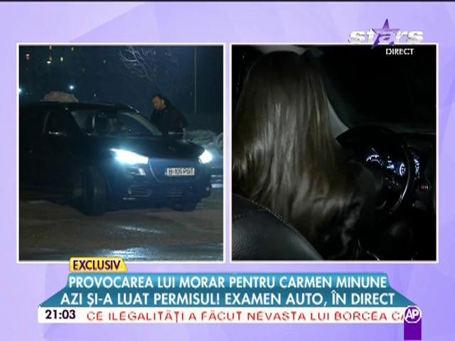 Provocarea lui Mihai Morar pentru Carmen Minune după ce şi-a luat permisul. Examen auto, &icirc;n direct Crezi că i-a distrus maşina lui Mihai Morar?