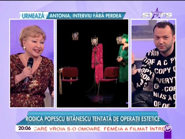 Rodica Popescu Bitănescu tentată de operaţiile estetice: "Mi-aş face injecţii, dar nu vreau bot de cimpanzeu"