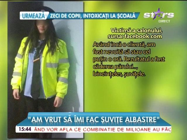 După o vizită la coafor, o poliţistă a rămas fără păr! "Am vrut să-mi fac şuviţe albastre"