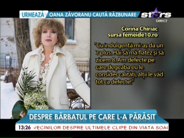 Corina Chiriac, confesiune &icirc;n premieră despre bărbatul pe care l-a părăsit pentru că a &icirc;nşelat-o
