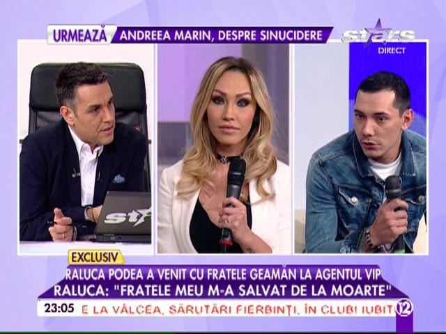 Nu seamănă ca două picături de apă, dar se cunosc ca &icirc;n palmă! Raluca Podea şi-a adus fratele geamăn la TV