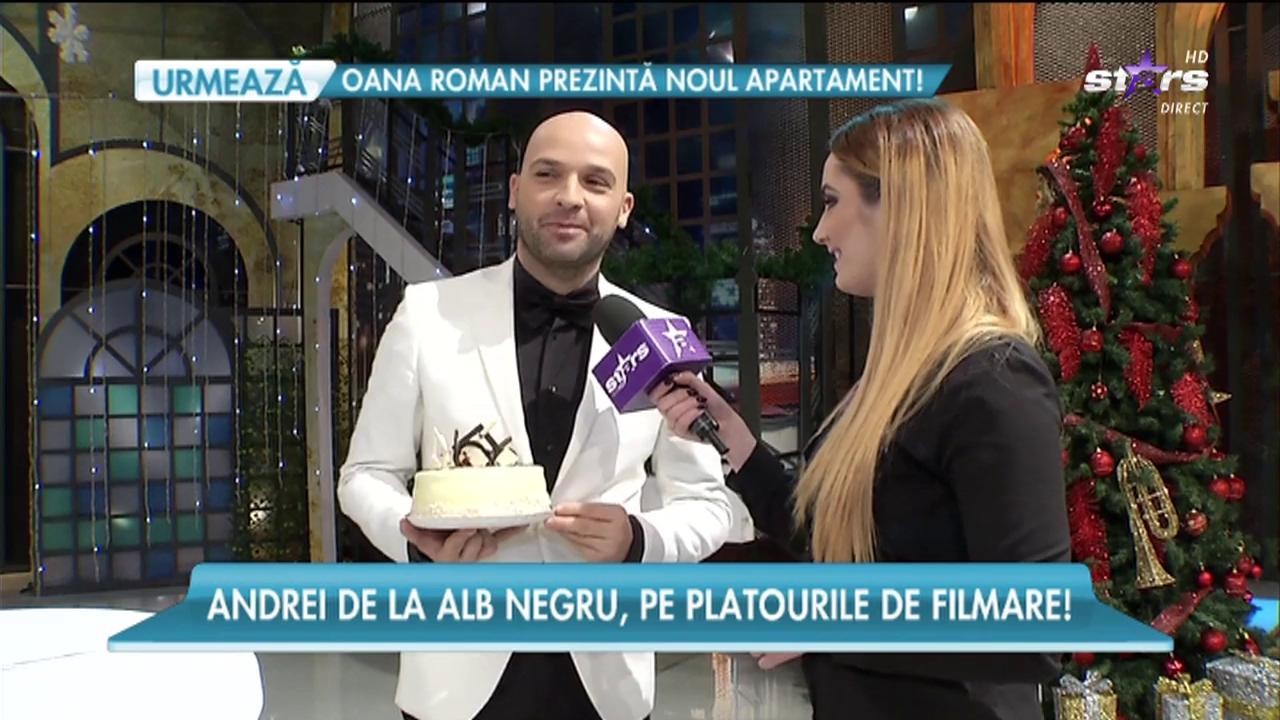 Andrei de la Alb Negru &icirc;şi sărbătoreşte ziua de nume pe platourile de filmare