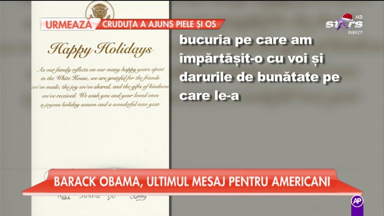 Barack Obama, ultimul mesaj pentru americani!
