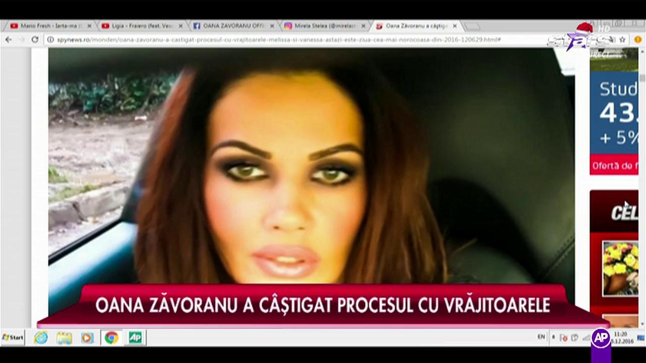 Oana Zăvoranu a c&acirc;ştigat procesul cu vrăjitoarele