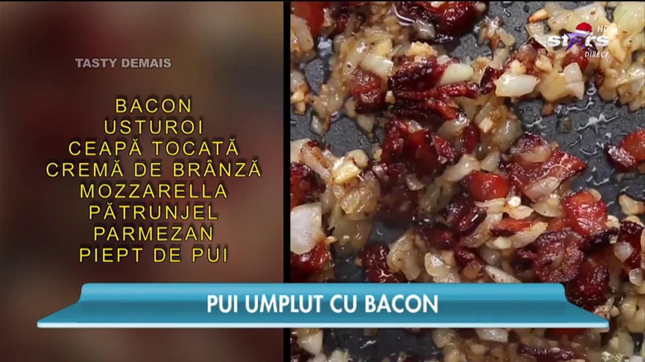 Pui umplut cu bacon. Iar cina nu mai are nevoie de altă prezentare