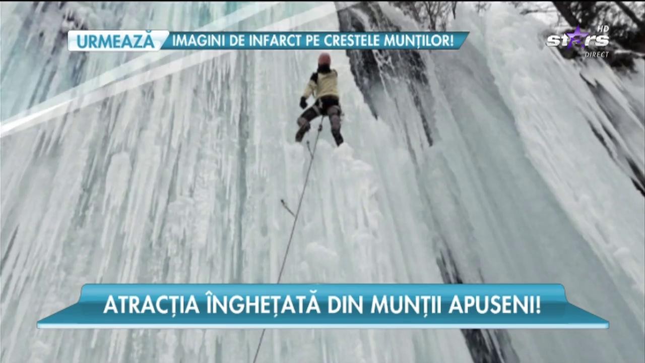 Cascada Pișoaia din munții Apuseni a &icirc;ngheţat bocnă